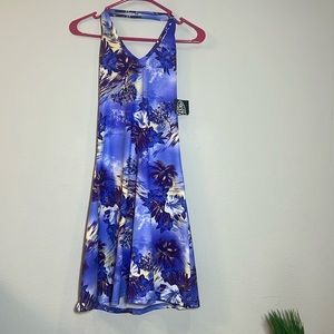 KOAH Hawaiian Flower Palm Tropical Print Halter Mini Dress Swim Cover Up L NWT